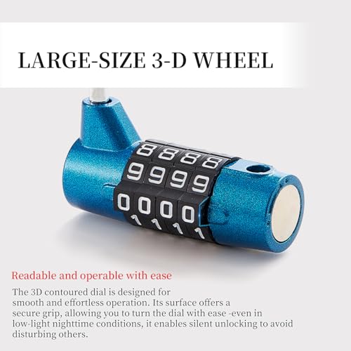 Gym Locker Lock 4 Digit Combination Lock for Locker for School Gym Lock for Sports, Toolbox, Case, Hasp Storage（20） (Shackle Blue) - size: 3.5" blue