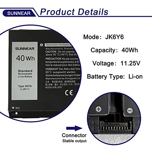 40Wh JK6Y6 Laptop Battery for Dell Latitude 3410 3510 Vostro 5402 5502 | 11.4V; Battery Replacement for Dell Inspiron 5300 5401 5402 5408 5409 5508 5400 5406 7405 7300 7500 2-in-1 Silver - size: 8.7*5.16*1.34 inches JK6Y6
