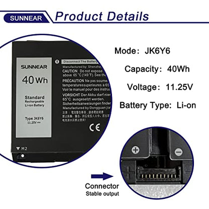 40Wh JK6Y6 Laptop Battery for Dell Latitude 3410 3510 Vostro 5402 5502 | 11.4V; Battery Replacement for Dell Inspiron 5300 5401 5402 5408 5409 5508 5400 5406 7405 7300 7500 2-in-1 Silver - size: 8.7*5.16*1.34 inches JK6Y6