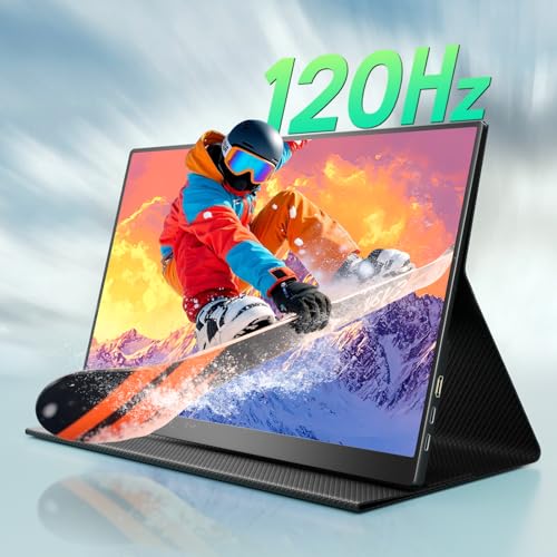 18.5 Inch Portable Monitor, FHD 120Hz IPS HDR 125% sRGB USB-C HDMI External Travel Monitor with Built-in Speakers, VESA Compatible for Laptop MacBook PC Surface PS5 Xbox - size: 18.5-inch