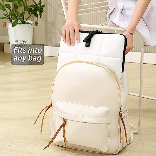 Puffy Laptop Sleeve 12 Inch White, Waterproof Carrying Case Bag for Women, Fluffy Computer iPad Pro 11 Case, Compatible with 10.9" iPad 10, 10.2" iPad 7 8 9, 10.5" - color: White, size: 12-inch
