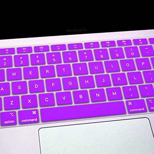 Se7enline for MacBook Air 13 Inch Keyboard Cover M1 2018-2024 A2337/A2179 | Silicone Waterproof Dustproof Durable Washable Laptop Accessories Protective Skin Protector 2019/2020/2021/2022/2023,Purple - color: Purple