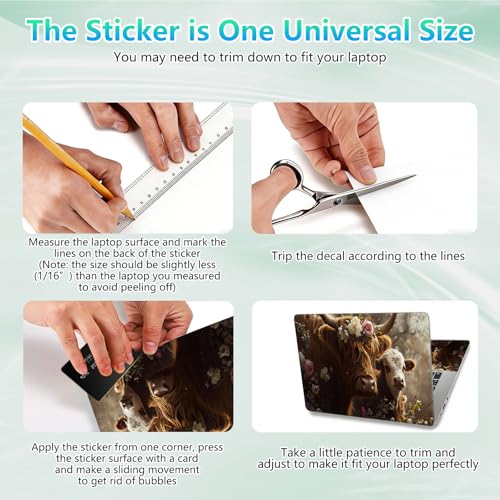 Laptop Skin Sticker Decal 12"-15.6" Universal Laptop/Notebook/Netbook Vinyl - Waterproof Scratch Resistant,Fits HP Dell Lenovo MacBook,2 Free Wrist Pads,Easy Apply & Remove,Highland Cow Autumn - color: Highland Cow Autumn