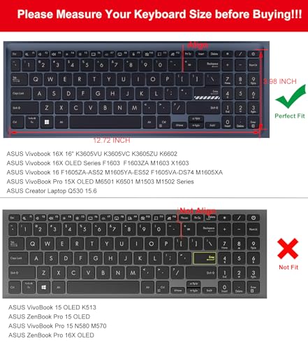 2PCS Keyboard Cover for ASUS Vivobook Go 15.6" E1504FA, VivoBook 16X OLED F1605VA F1603 M1603 X1603 M1605, VivoBook Pro 16X OLED K3605 K6602 TN3604, VivoBook Pro 15X K6501 M6501 K3502 M3502 M1503 - color: Gradual Pink+Clear