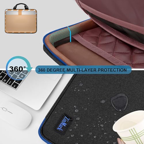 Laptop Case 15.6 Inch Briefcase Military-Grade Protection with Detachable Belt Bag, Compatible All Model of 15-16 Inch MacBook Pro and Most Popular 15.6 Inch Notebooks Chromebooks (Black Blue) - color: Black Blue