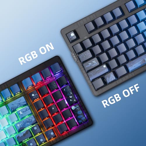 ZORNHER ZH980 Mechanical Keyboard,95% Blue Creamy Keyboard with Number Pad,Hot-Swappable Custom Gaming Keyboard,Shine Through Dye Sublimation PBT Keycaps,Creamy Sounding Linear Switches - color: Sea Moonlight, size: Creamy Switch