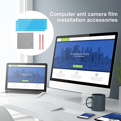 12pcs Privacy Adhesive Screen Tape Strips and 2pcs Plastic Slide Mount Tabs for Computer Monitors with Microfiber Cloth for Easily Installing Privacy Laptop Screen Protector - Replacement Kits - size: 7.09×2.95inch