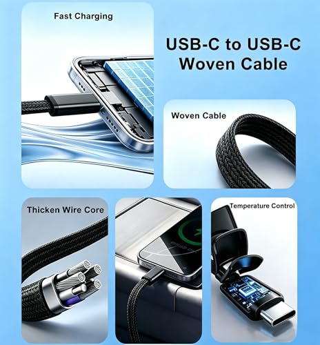 USB C to USB C Cable,[MFi Certified] 60W C to C Cable Fast Charging for Apple iPhone 17 Pro Max/17e/ 17 Air/17 Pro/16 Pro Max/15Plus,iPad Pro 13-inch/iPad Air/iPad-mini,Samsung Galaxy S26,45W/35W/20W - size: 3FT