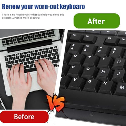 Keyboard Letter Stickers, 4 Pcs Universal English Laptop Keyboard Stickers Replacement with Matte Black Background and White Lettering for PC Computer Laptop Desktop