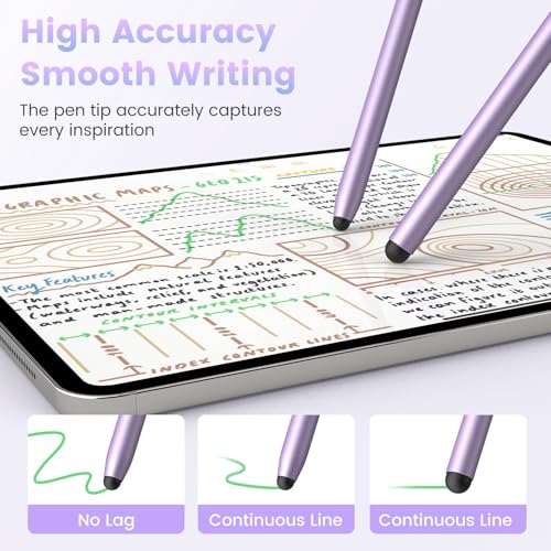 Stylus Pen for Touchscreen, 2-in-1 Magnetic Universal Stylists | High Sensitivity & Precision, Metal Barrel,Compatible with iPad,iPhone,Android Microsoft Surface Nintendo Switch Touchscreen - color: Dark Grey/Purple