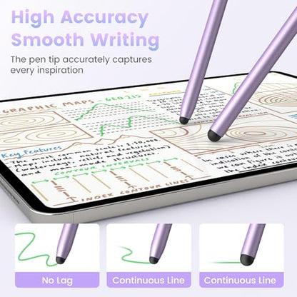 Stylus Pen for Touchscreen, 2-in-1 Magnetic Universal Stylists | High Sensitivity & Precision, Metal Barrel,Compatible with iPad,iPhone,Android Microsoft Surface Nintendo Switch Touchscreen - color: Dark Grey/Purple