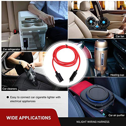 Nilight 10003W 14 Ft Male-to-Female Extension Cord Cable Heavy Duty 12V/24V Car Charger with Cigarette Lighter Socket,2 Years Warranty, red - color: 14ft Cigarette Lighter Red