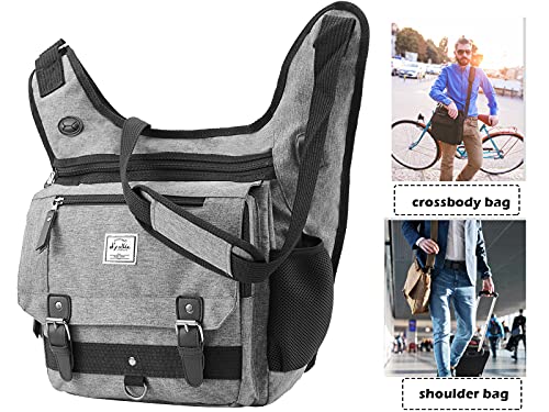 d'yallee Crossbody Messenger Bag Men Waterproof Shoulder Business Work Bag Nylon - color: Shoulder Bag - Gray