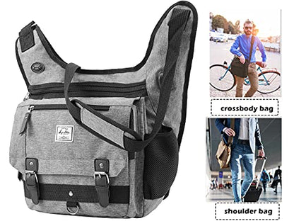 d'yallee Crossbody Messenger Bag Men Waterproof Shoulder Business Work Bag Nylon - color: Shoulder Bag - Gray