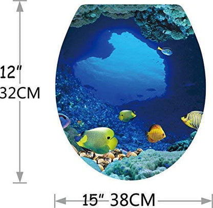 BooDecal Ocean Series Undersea Tropical Fish Toilet Lid Cover Stickers | 12 inches x 15 inches, Waterproof, Peel and Stick, For Bathroom Seat
