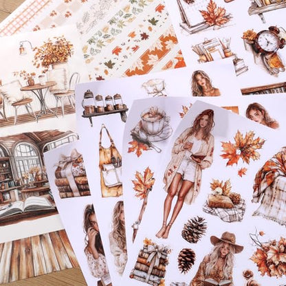 A5 Size Journaling Stickers -200 Pre-Cut Washi Stickers for Junk Journal & Scrapbooking Transparent Reading Girls Journal Sticker - color: White