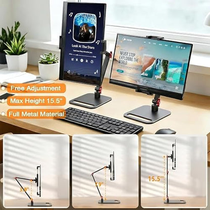 Vertical Portable Monitor Stand, Upgrade Knob Adjustment Portable Monitor Holder for 15.6 17.3 18.5 Inch Screen, Ergonomic Travel Monitor Mount, Tablet Stand for iPad 12.9‘’