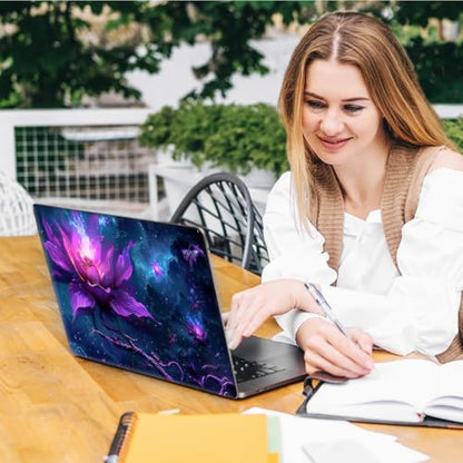 Laptop Skin Sticker Decal, Universal Reusable Vinyl Laptop Cover for 12" 13" 13.3" 14" 15" 15.4" 15.6" Notebook PC, Reusable Waterproof Scratch-Resistant with 2 Wrist Pads,Lotus Flowers Art - color: Lotus Flowers Art