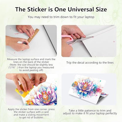Laptop Skin Sticker Decal, Universal Reusable Vinyl Laptop Cover for 12" 13" 13.3" 14" 15" 15.4" 15.6" Notebook PC, Waterproof Scratch-Resistant with 2 Wrist Pads, Easy to Apply & Remove,Lotus Flower - color: Lotus Flower