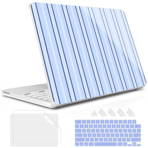 May Chen Compatible with MacBook Neo 13 inch Case 2026 Model A3404, Plastic Hard Shell,Keyboard Cover,Screen Protector,Dust Plug, for MacBook Neo 13" with A18 Pro Chip, Blue Striped - color: Blue Striped