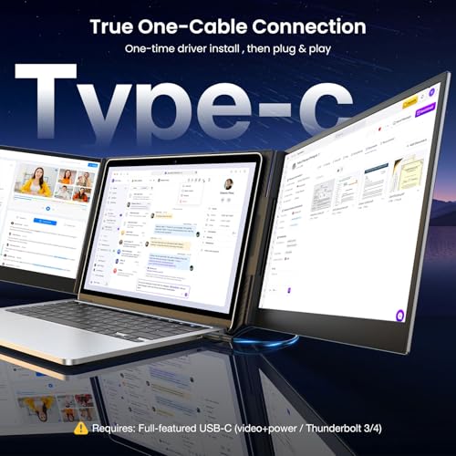 Laptop Screen Extender, 15.6" 1080P FHD IPS Display, One Cable Triple Monitor for 13"-17.3" Laptops, Driver Required, Laptop Monitor Extender Compatible with Windows, All Mac (M1-M5 Included) - size: 15.6“