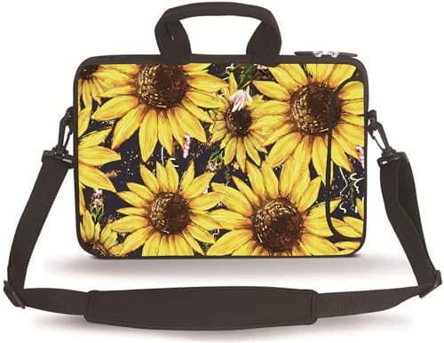 11 11.6 12 12.5 13 inches Case Laptop/Chromebook/Ultrabook/Notebook PC Messenger Bag Tablet Travel Case Neoprene Handle Sleeve with Shoulder Strap(Sunflower) - color: Sunflower, size: 11-13.3 inch