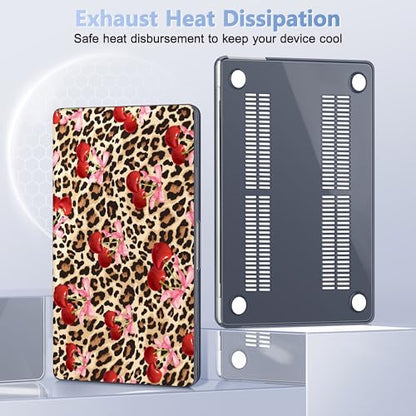 May Chen for MacBook Air 15 inch Case M5 M4 M3 M2 2026 2024-2023, Model A3448 A3241 A3114 A2941, Closes Seamlessly Hard Shell Laptop Cover with Keyboard Cover, Cherry and Cheetah - color: Cherry & cheetah
