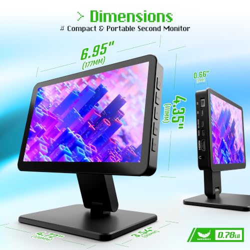 KOGODA 7-inch Mini Monitor with Touchscreen for Raspberry Pi, Computer, SBC | Portable Small Computer Monitor, 5-Points Capacitive Touch 1024 x 600 IPS LCD HDMI Display for Mac mini,Home Assistant - size: 7-inch