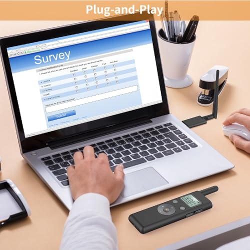Wireless Presentation Clicker with LCD Display, 300M Long Range Green Presenter Remote, Rechargeable PPT Pointer for Laptop/PC/Mac