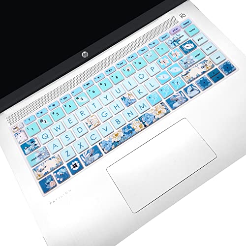 Keyboard Cover for HP 14" Laptop 2020 2019 2018,HP Pavilion x360 14M-BA 14M-CD 14M-DH 14-BA 14-BF 14-cm 14-CF 14-DF 14-DK 14-DS 14-DQ Series 14 Inch Protective Skin,Peony - color: Peony