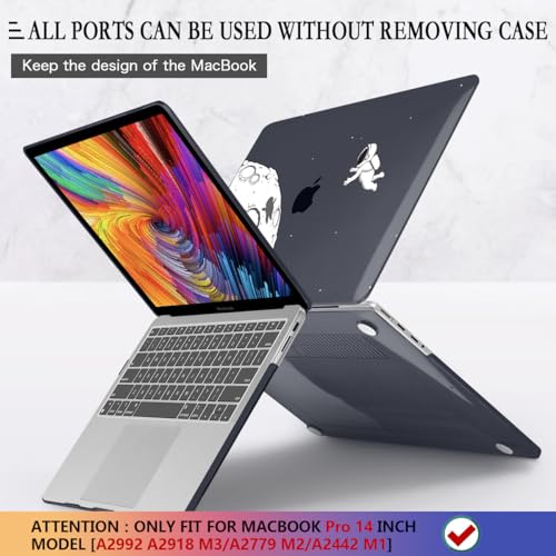 CISSOOK Compatible with MacBook Pro 14 inch Case M5 M4 M3 M2 M1 2026-2021 | A3434 A3427 A3426 A3112 A3185 A3401 A2918 A2992 A2779 A2442, 5in1 Set Anti-Scratch Hard Shell Case Keyboard Cover, Astronaut - color: 14inch-Astronaut