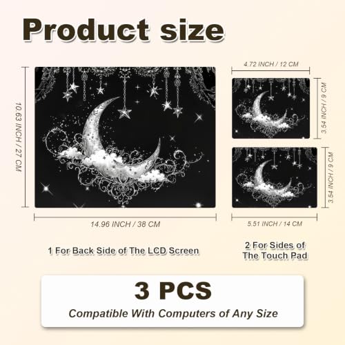 Universal Laptop Skin Sticker Decal 11-15.6 Inches, Crescent Moon | Reusable Vinyl Sticker for 12.1 13 13.3 14 15.4 Inches Notebook PC, Scratch Resistant Waterproof, Easy to Trim & Apply - color: Crescent Moon