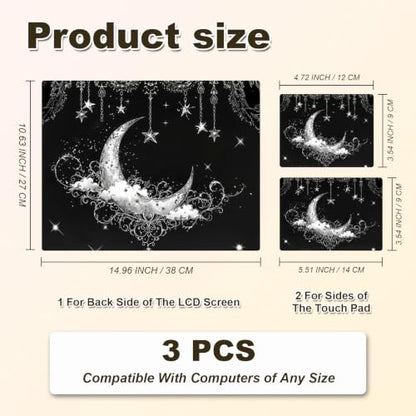 Universal Laptop Skin Sticker Decal 11-15.6 Inches, Crescent Moon | Reusable Vinyl Sticker for 12.1 13 13.3 14 15.4 Inches Notebook PC, Scratch Resistant Waterproof, Easy to Trim & Apply - color: Crescent Moon