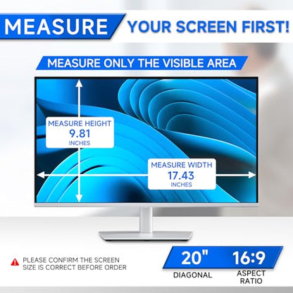 [2-Pack] Privacy Screen For Computer Monitor, 20-Inch 16:9 Aspect Ratio; Anti Spy/Bule Light/Glare And Eye Protection, 2 Install Ways Removable For Office, Airport, Cafe And Other Public Area; Diagonal 20 Inches, Width 17.43 Inches, Height 9.81 Inches - c