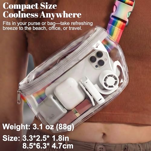 Portable Mini Clip On Fan, Small Quiet USB-C Rechargeable Battery Powered Personal Fan Adjustable 199-Speed Lightweight For Outdoor & Travel & Office - White - color: White