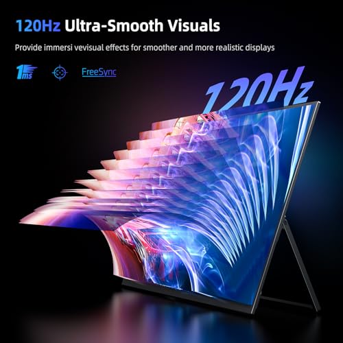 EVICIV Portable Monitor 18.5” 120Hz, 125% sRGB FreeSync 1ms Gaming Monitor | 350Nits | USB-C & MINI HDMI | VESA & Stand | Large Travel External Second Screen for Laptop, Computer, Game Consoles - size: 18.5 Inches
