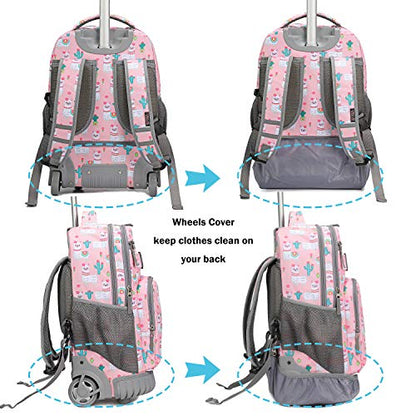 Tilami Rolling Backpack 19 inch with Lunch Bag Wheeled Laptop Backpack, Alpaca - color: Alpaca