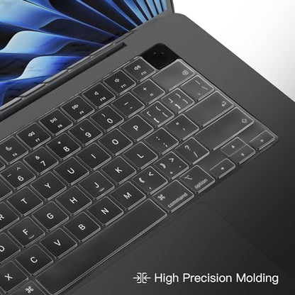 Ultra Thin Keyboard Cover for 2026-2024 MacBook Air 15 inch M5 M4 M3 Chip | A3448 A3241 A3114 TPU Protector Skin, MacBook Air M5 Accessories, Invisible, Anti Fingerprints & Dust, Clear - size: MacBook Air 15"(2023-2026)