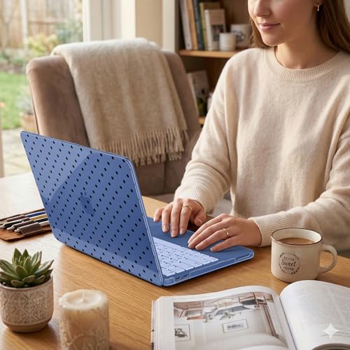 for MacBook Neo 13 Inch Case 2026 (Model A3404, A18 Pro chip), Stylish Pattern Protective Hard Shell with Screen Protector, Keyboard Cover & USB-C Adapter - Indigo Polka Dots - color: Indigo Polka Dots