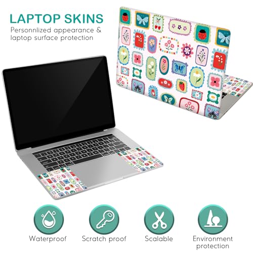 DINKY Flower Butterfly 12.1 13 13.3 14 15 15.4 15.6 inches Netbook Laptop Skin Sticker Cover Soft Reusable Protector for 11.6-15.6 Inch Notebook Chromebook Skin Decal - color: Flower Butterfly Stickers