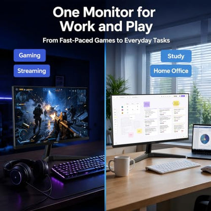 KOORUI 24 Inch Gaming Monitor, 180Hz FHD 1080P VA Display with 3000:1 Contrast, Eye Care, HDMI & VGA, VESA 100x100mm Mountable for Dorm Room, Dual-Screen Setup, PC and Console Gaming - size: 24"/FHD/180Hz