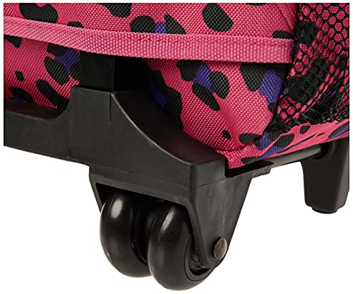 Rockland Double Handle 17" Rolling Backpack, Magenta Leopard - color: Magenta Leopard, size: One Size