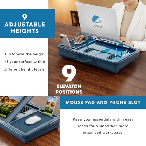 LAPGEAR Ergonomic Pro Lap Desk - Denim Blue, Fits 15.6" Laptops - color: Denim Blue, size: Ergonomic Pro 2.0