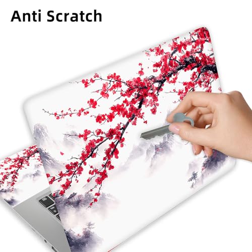 Aesthetic Laptop Skin Cover,12-15.6 Inch Universal Vinyl Sticker Decal,Waterproof Scratch-Resistant Notebook Wrap,Removable Residue-Free Protector,Cherry Blossom Mountain Landscape - color: Cherry Blossom Mountain Landscape