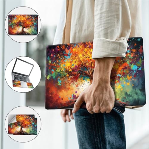Universal Laptop Skin, DIY Cut-to-Fit Vinyl Cover Compatible with HP, Dell, Lenovo, Mac (13.3" to 15.6"), Anti-Scratch, No Residue & Bubble-Free Protective Decal Sticker, Colorful Autumn Tree - color: Colorful Autumn Tree
