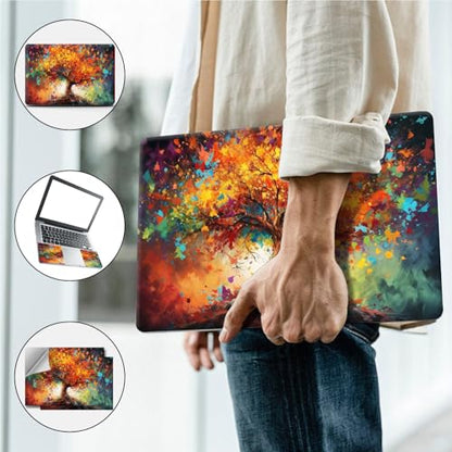 Universal Laptop Skin, DIY Cut-to-Fit Vinyl Cover Compatible with HP, Dell, Lenovo, Mac (13.3" to 15.6"), Anti-Scratch, No Residue & Bubble-Free Protective Decal Sticker, Colorful Autumn Tree - color: Colorful Autumn Tree
