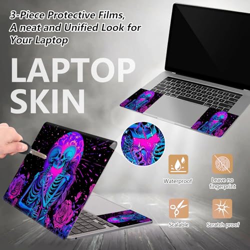 Laptop Skin Sticker for 12.1”-15.6“ Laptops (Fits 13”, 13.3”, 14”, 15”, 15.4”) | Protective Universal Reusable Vinyl Art Decal Cover | Waterproof & Scratch-Resistant-Skeletons in Love Purple - color: Skeletons in Love Purple