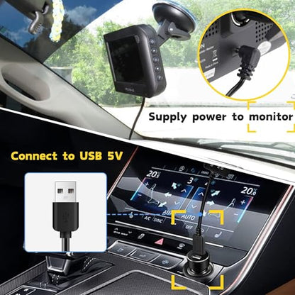 EWAY USB to DC Car Charger Cable for Furrion FOS07TADS Vision S Monitor Power Supply Cord, Replacement for FOS48TA-BL FOS48TAPK-BL Hitch Wireless Backup Camera 7 inch Screen Display Charging Cable
