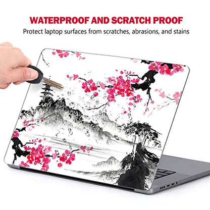 AIMSA Laptop Skin Sticker Decal, 12 13 13.3 14 15 15.4 15.6 inch Laptop Art Decal Protector Notebook Netbook PC 15.6" Universal Vinyl Cover, Mountain Sakura Ink Painting - color: Mountain Sakura Ink Painting