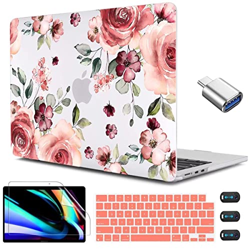CISSOOK Compatible with MacBook Air 13 inch Case M2 M3 M4 M5 | A3449 A3240 A3113 A2681, 5in1 Set Hard Shell Case Keyboard Cover for MacBook Air 13.6 inch 2022 - 2026, Flower - color: Air13.6inch-Begonia flowers